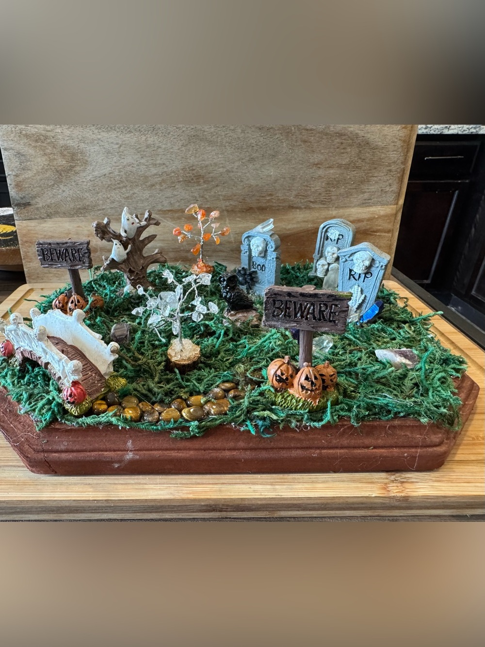 Halloween Miniature Graveyard Decoration - Orange and Green